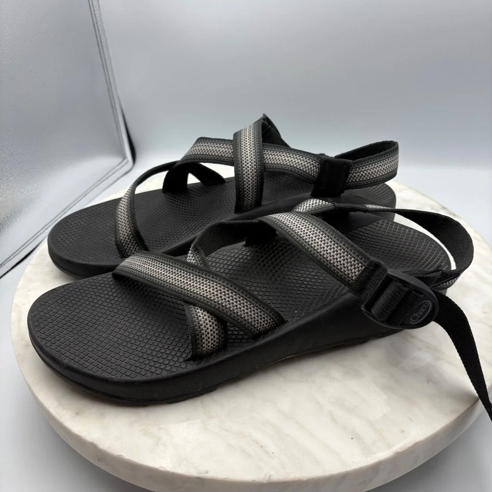 Chaco Z1 Classic Sandals Mens 13 Gray Black Strappy Athletic Hike Shoes Gorpcore